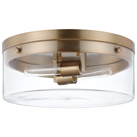 Nuvo Intersection Small Flush Mount - Burnished Brass with Clear Glass 60/7536